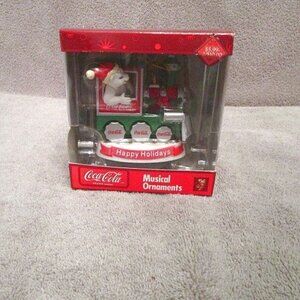Coke Coca-Cola Musical Ornament Polar Bear On Train Happy Holidays Christmas NEW